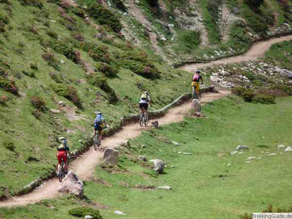 Mountainbiker in den Alpen